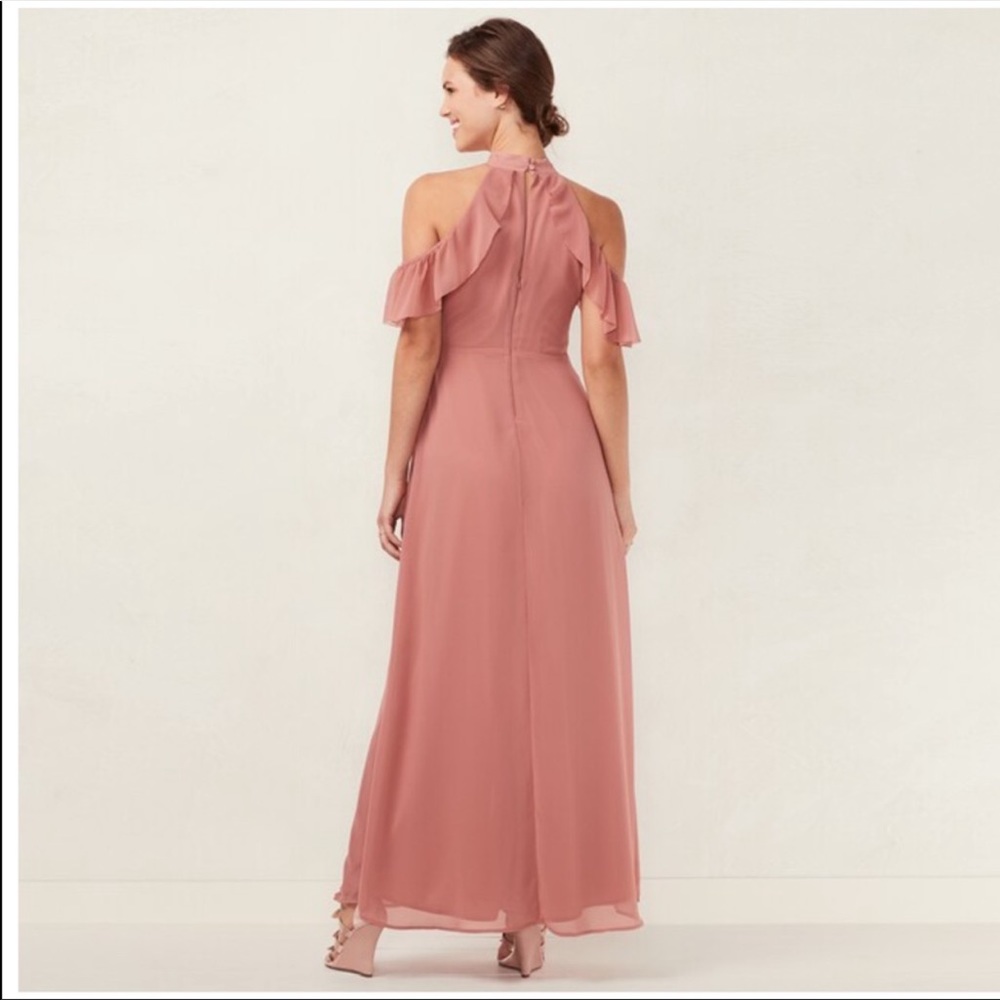 LC Lauren Conrad ruffled cold shoulder maxi dress